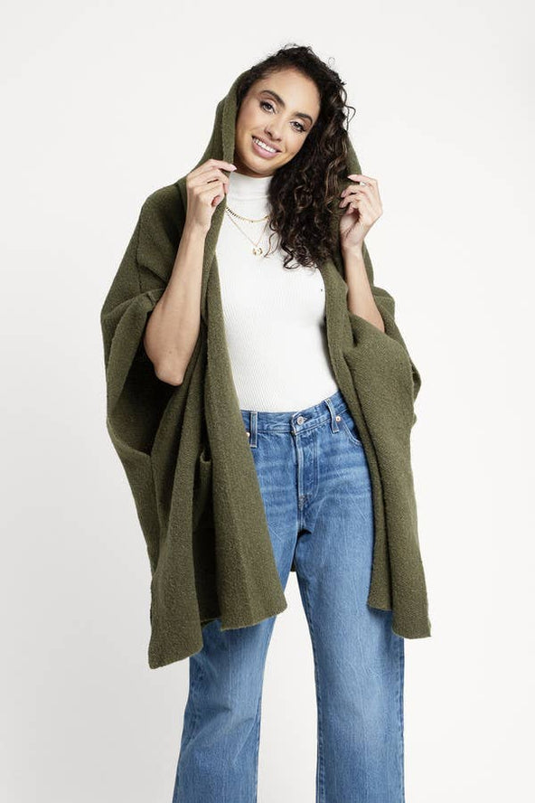 Hooded Oversized Kimono: Black