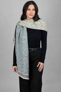 Floral Crinkle Reversible Scarf: Light Blue