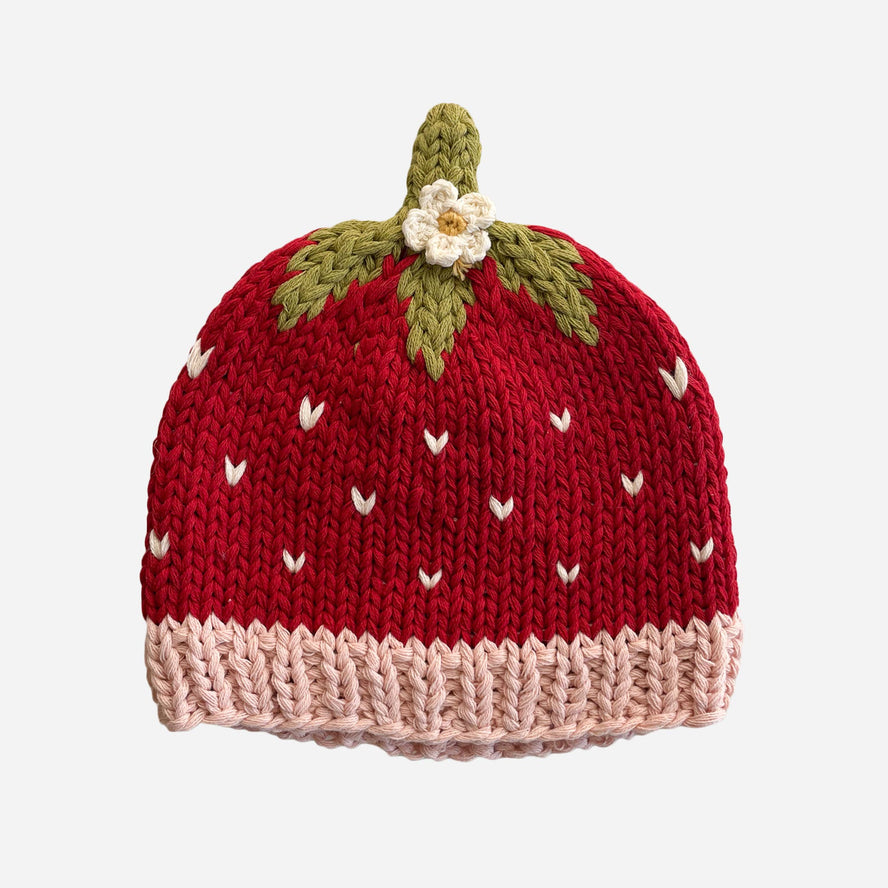 Strawberry Beanie: 0-3m