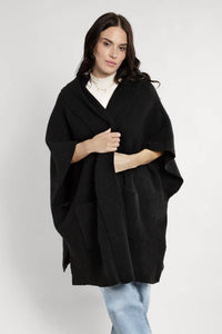 Hooded Oversized Kimono: Black