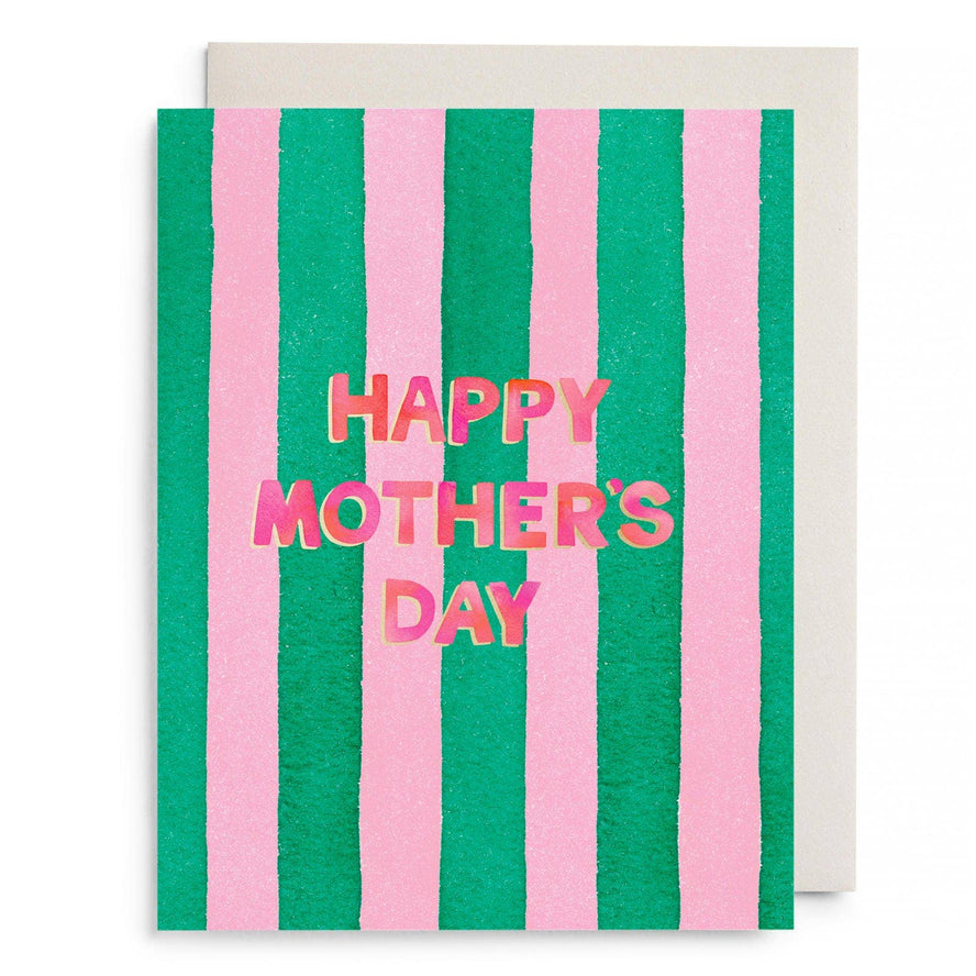 Pink and Green Striped Happy Mother's Day