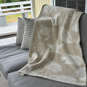 Sea Life Cotton Sustainable Knit Throw Blanket
