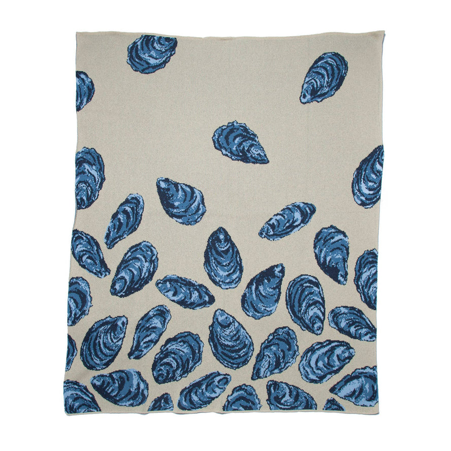 Oyster Cotton Sustainable Knit Throw Blanket