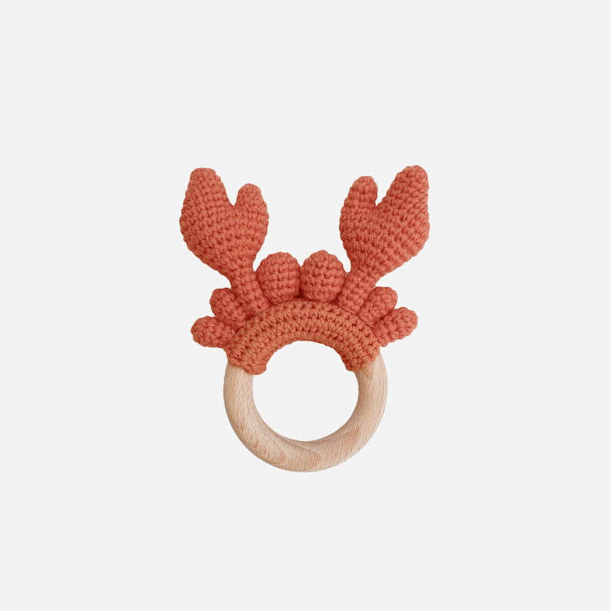 Teether Crab Crocheted Cotton Rattle