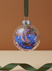 Hand Painted Ornament - Sailboat Mistletoe