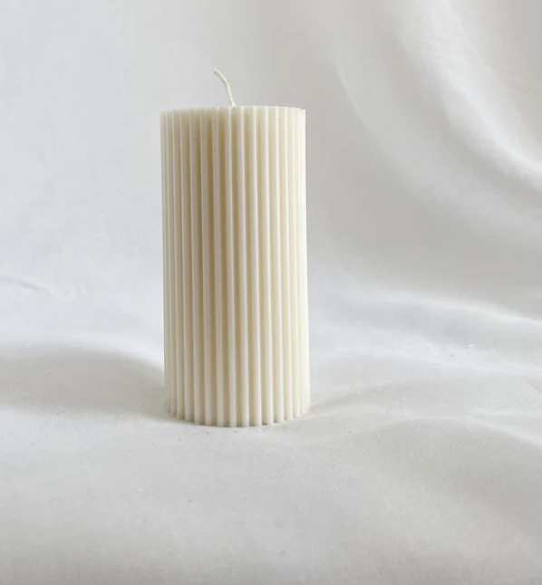 Soie Ribbed Pillar Candle - Small