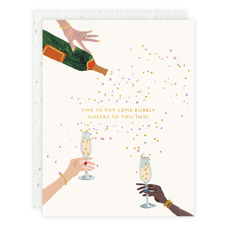 Time to Pop Some Bubbly, Cheers to you Two! | Seedlings Plantable Card